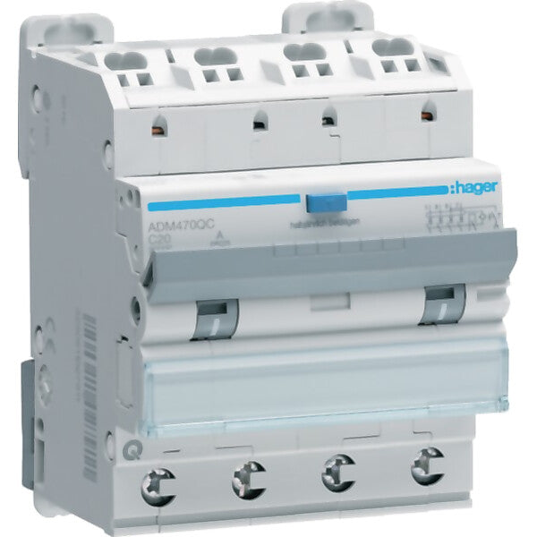 Hager FI-Leitungsschutzschalter 4P6kA C20A 30mA TypA ADM470QC
